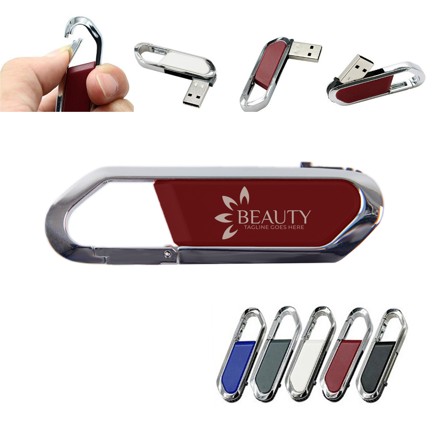 2GB Custom Metal Carabiner USB Flash Drive