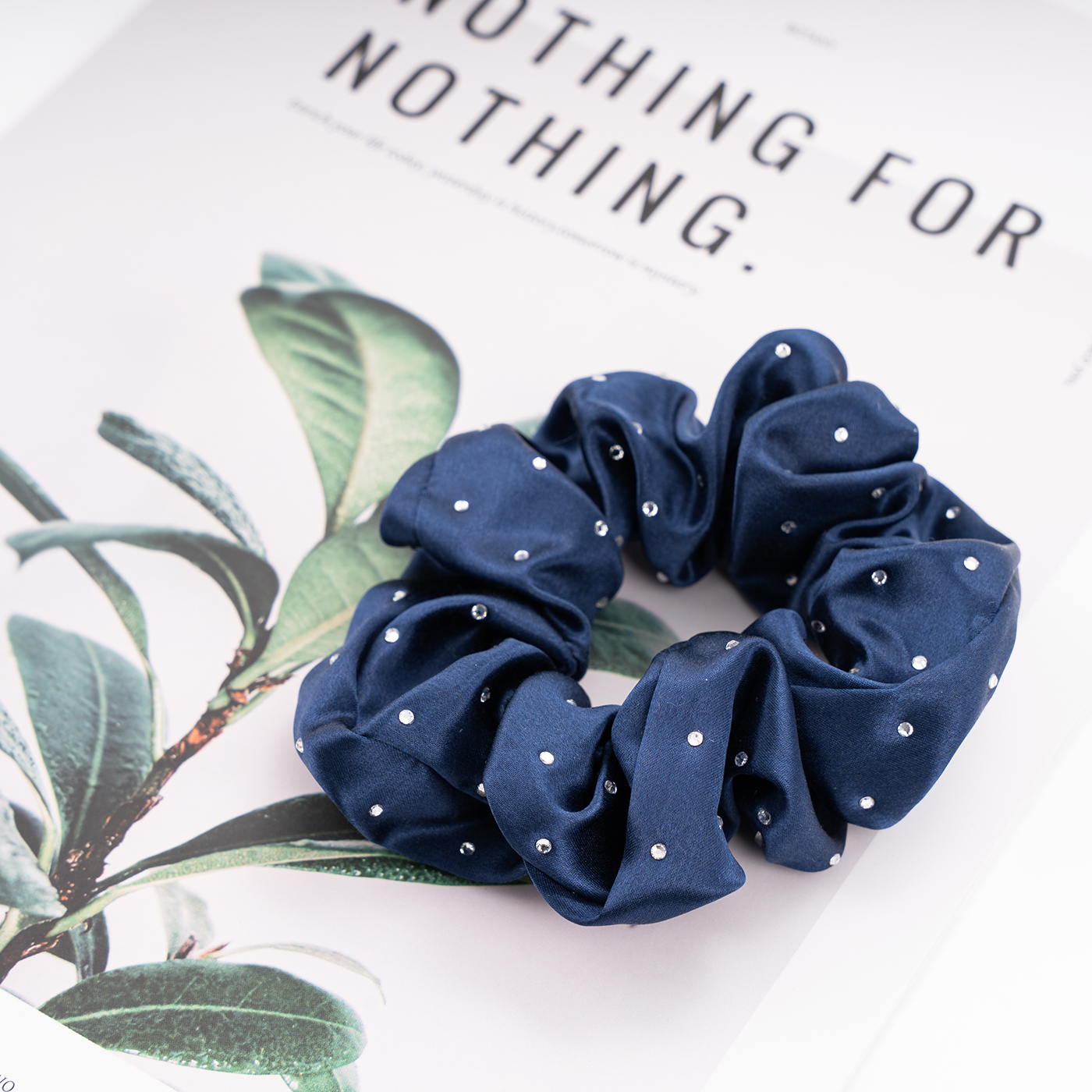 Silk Hair Scrunchie With Crystal2