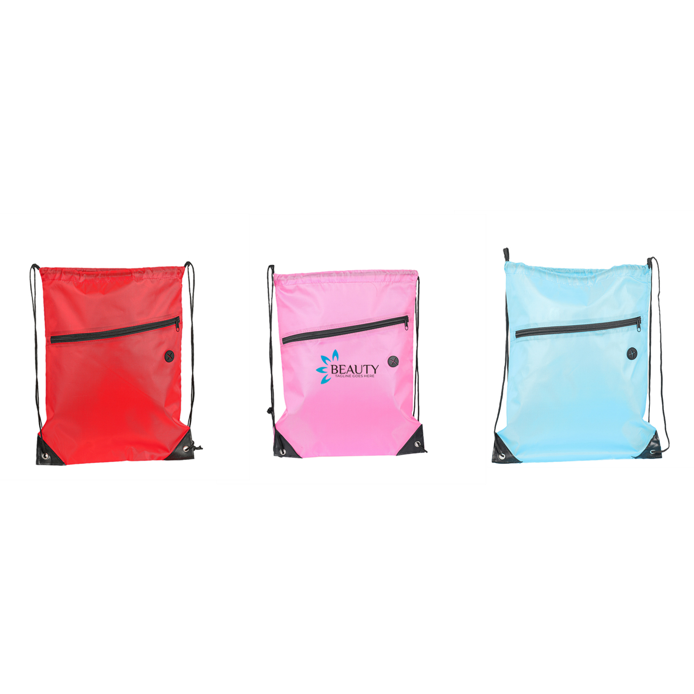 Polyester Drawstring Backpack With Zipper