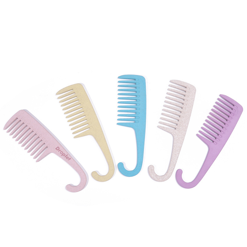 Wide Tooth Wheat Straw Comb With Curved Hook Handle