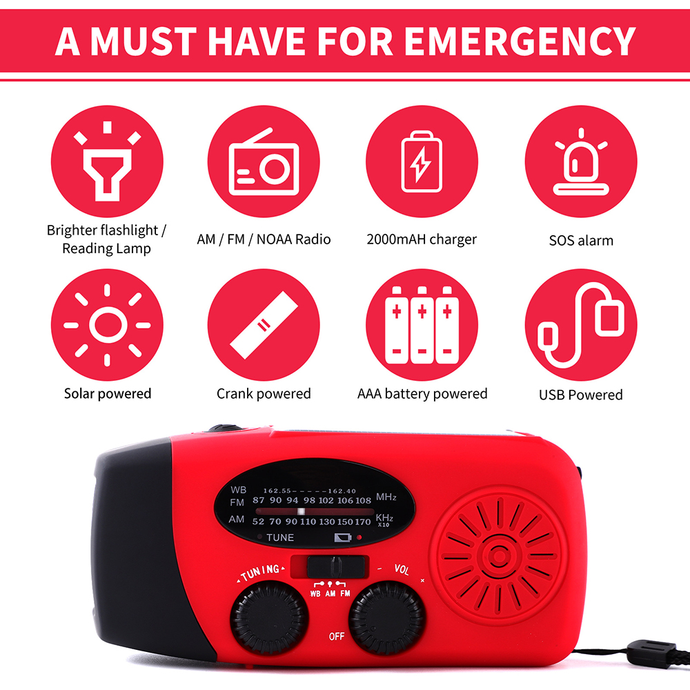 Solar Hand Crank Charging Emergency Radio2