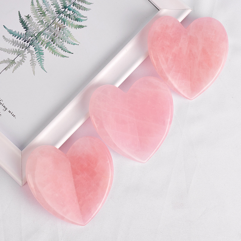 Heart Shaped Natural Rose Quartz Gua Sha Board1
