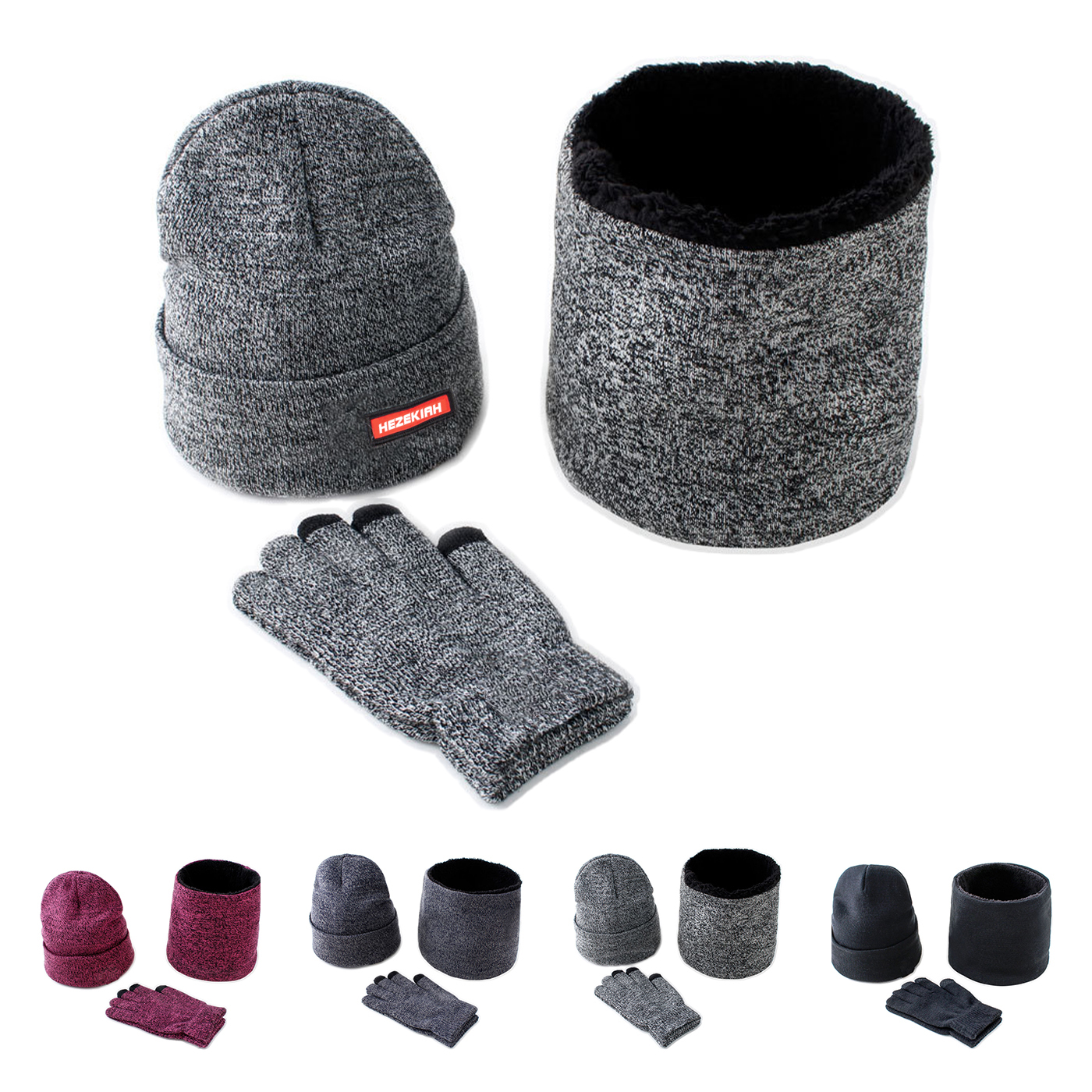 3 Pcs Beanie Scarf Gloves Set1