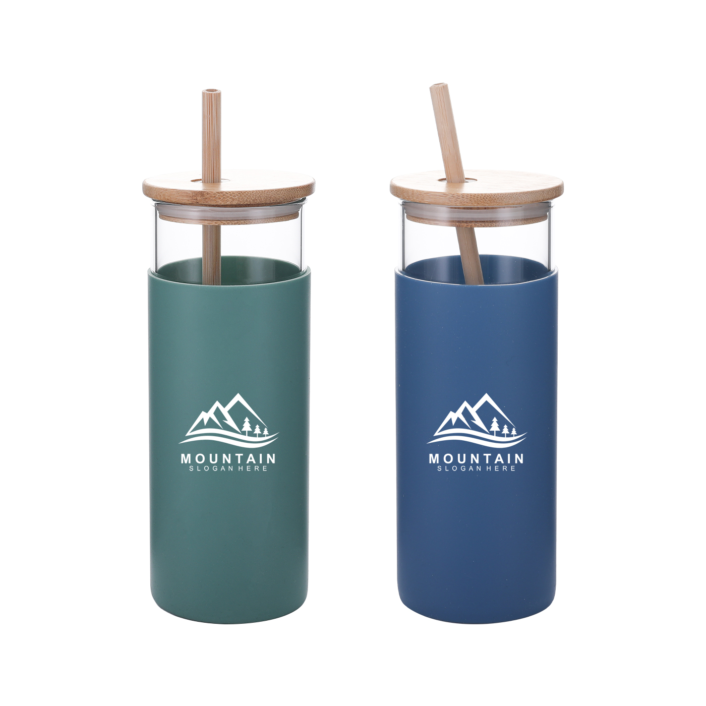 16 oz. Glass Tumbler With Sleeve And Bamboo Straw & Lid