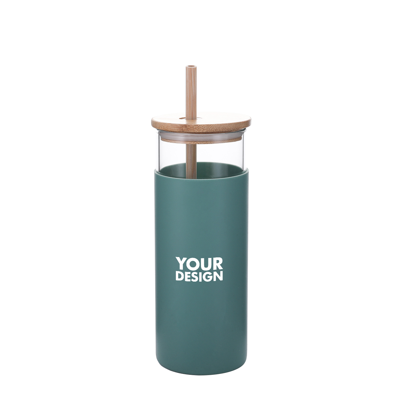 16 oz. Glass Tumbler With Sleeve And Bamboo Straw & Lid1