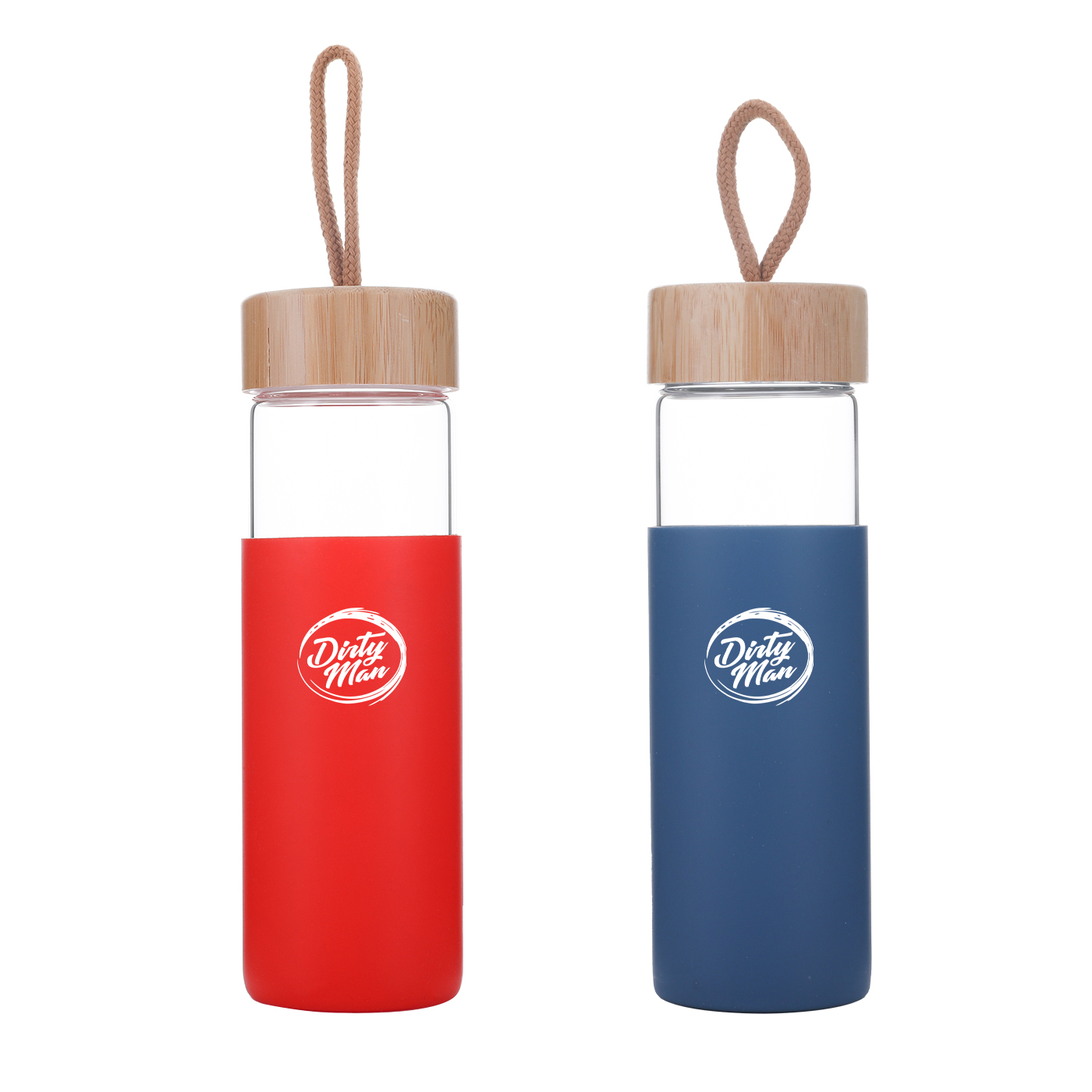 17 oz. Wide Mouth Glass Water Bottle With Bamboo Lid