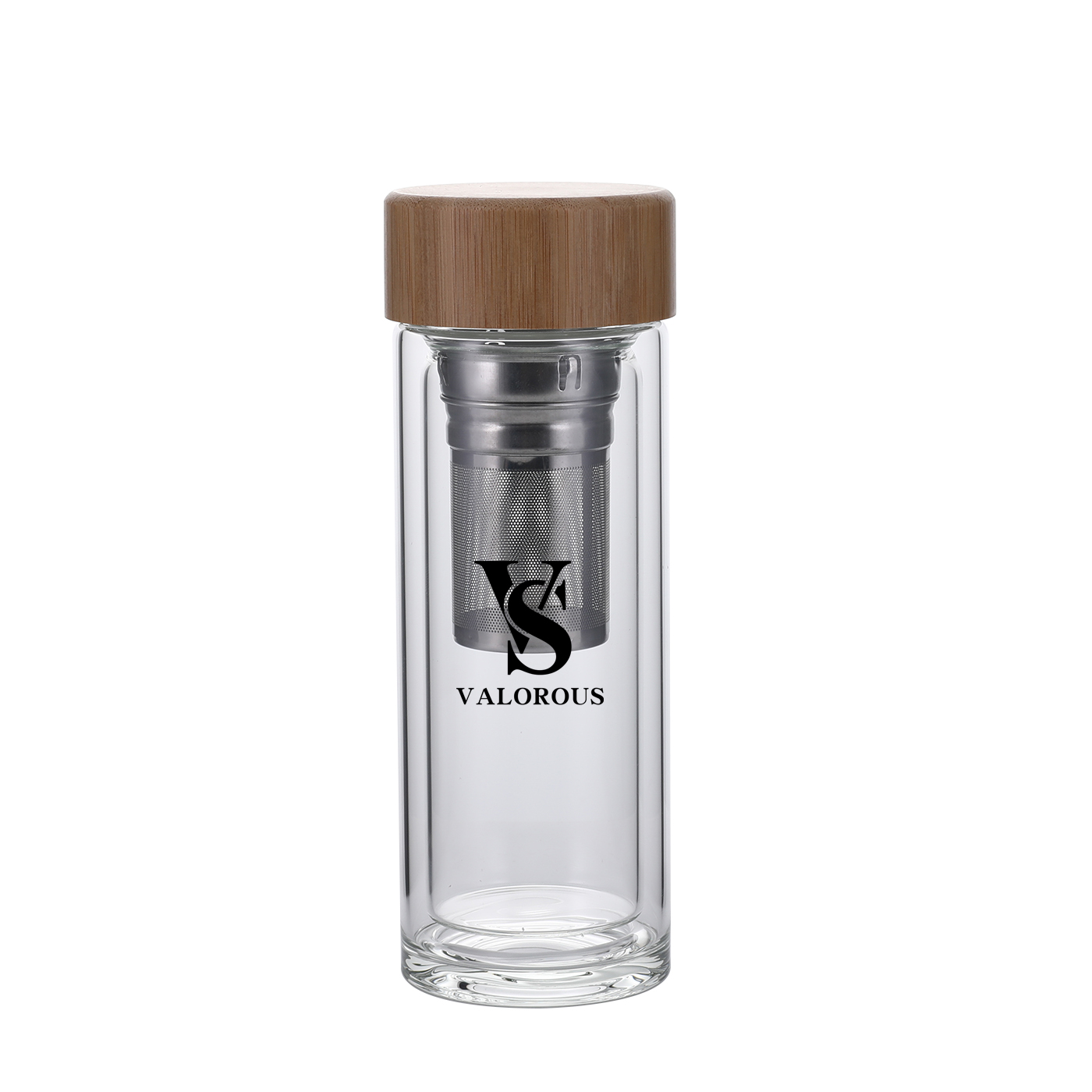 10 oz. Double-Layer Glass Tea Bottle With Bamboo Lid