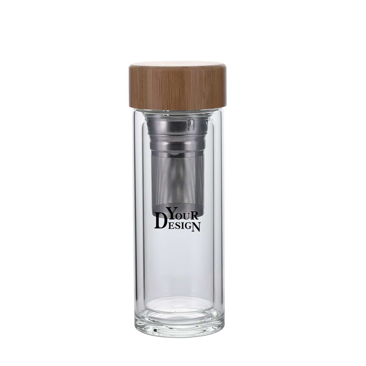 10 oz. Double-Layer Glass Tea Bottle With Bamboo Lid1