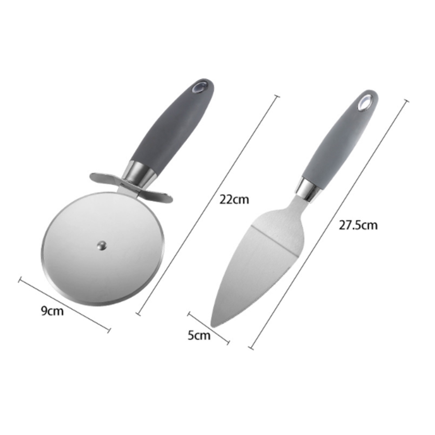 Pizza Cutters Wheel Server Shovel Set4