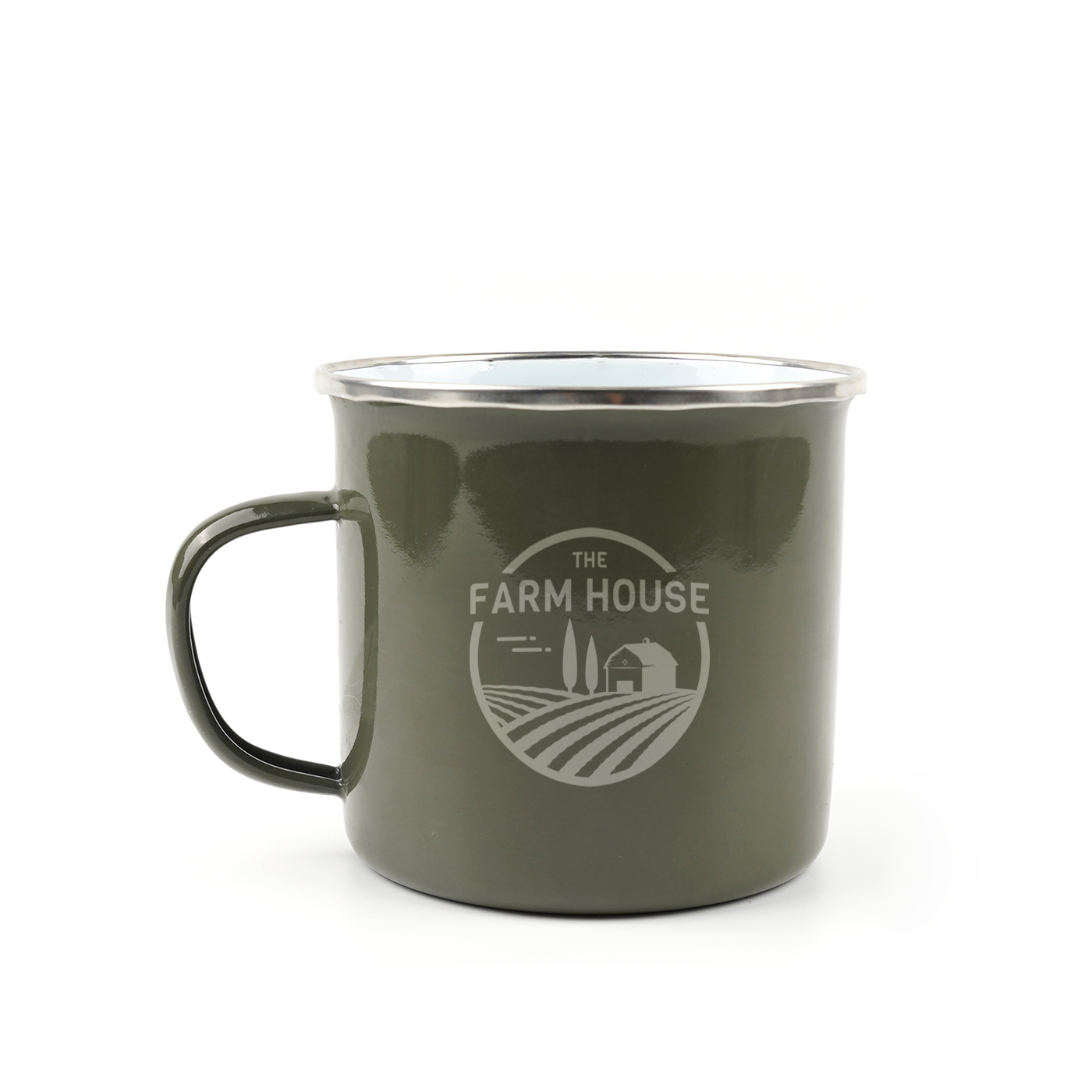 Custom 22 oz. Enamel Mug With Silver Rim