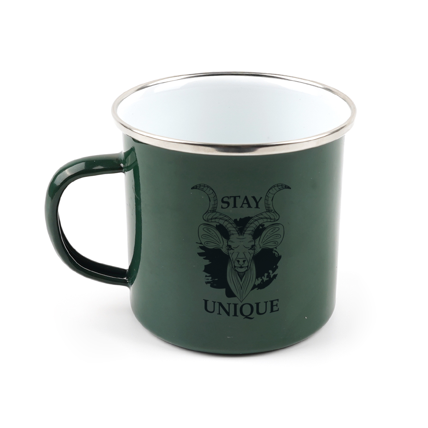 Personalized 12 oz. Enamel Mug With Silver Rim