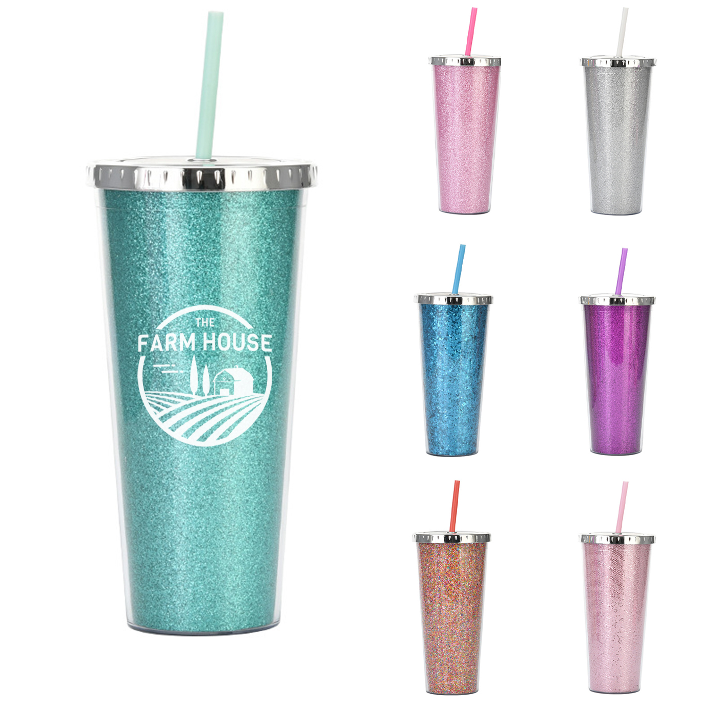 24 oz. Double Walled Glitter Tumbler