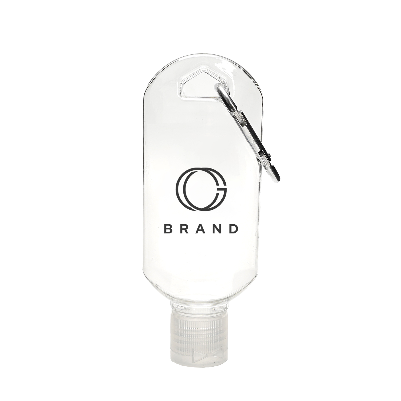 2 oz. Clear Hand Sanitizer Gel Bottle With Carabine