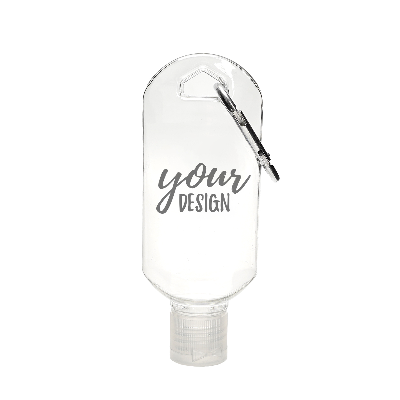 2 oz. Clear Hand Sanitizer Gel Bottle With Carabine2
