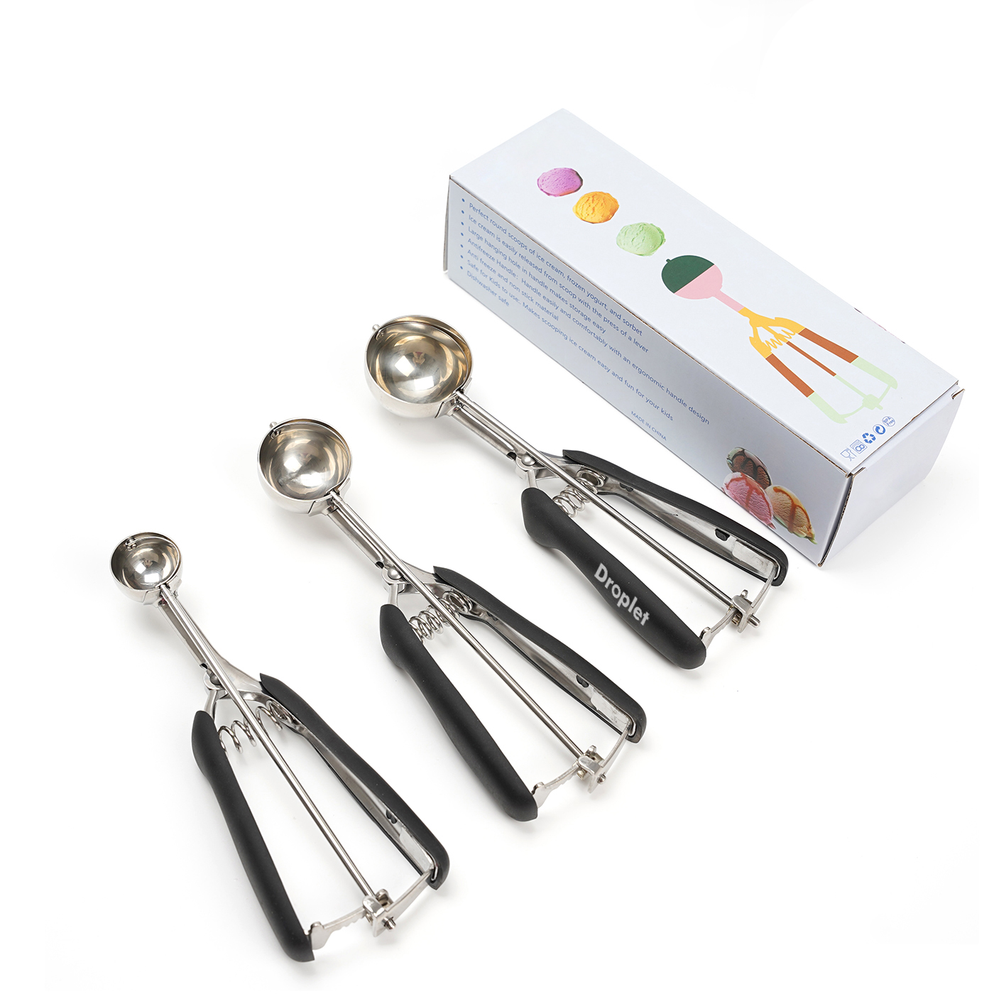 3 Pcs Multifunctional Stainless Steel Ice Cream Scoop