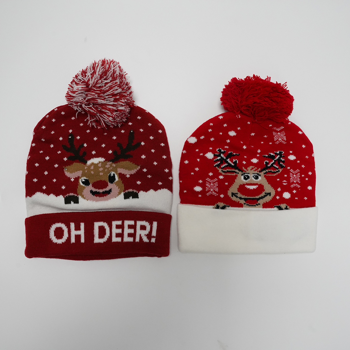 Led Light Christmas Deer Beanie With Pom2