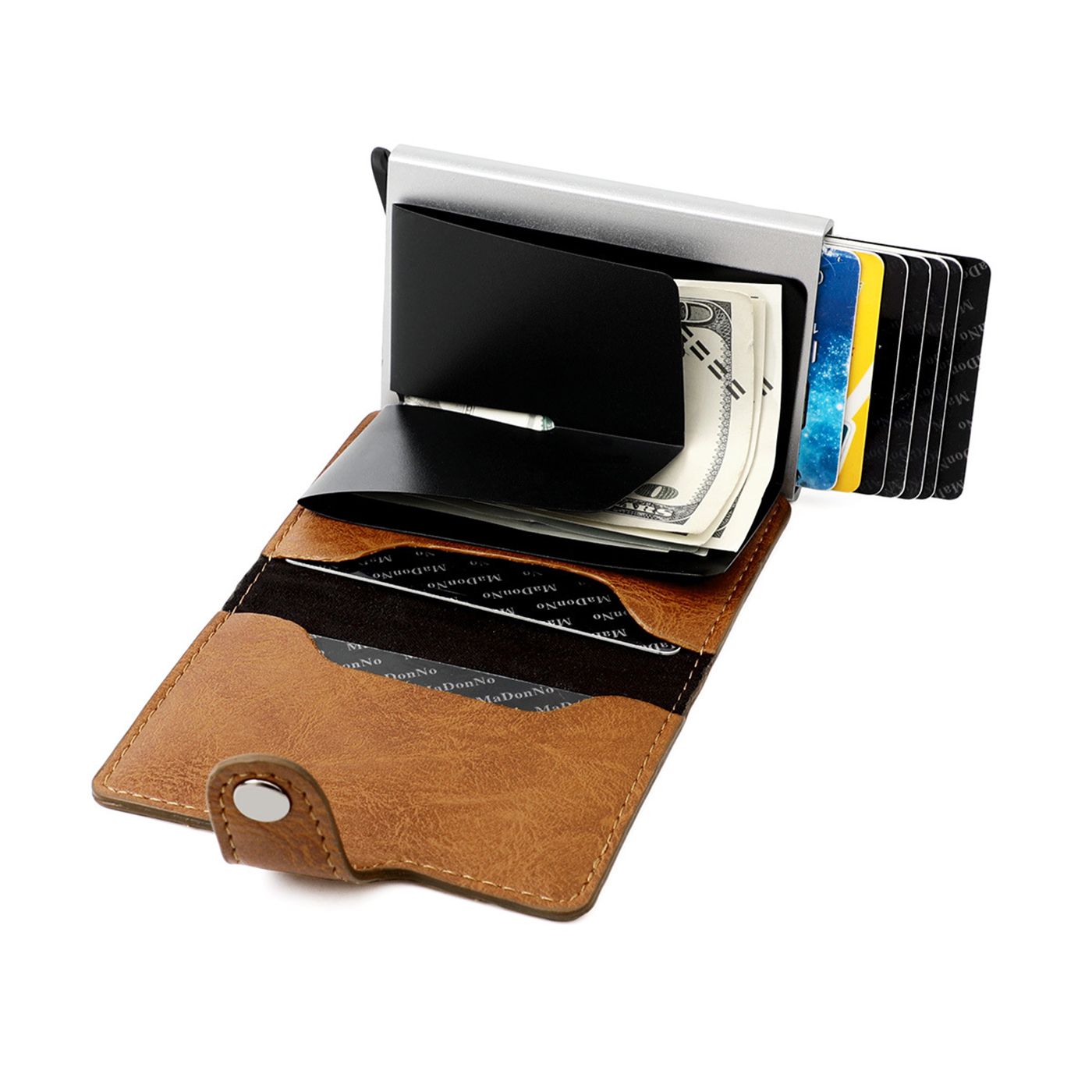 Vintage Leather Metal Credit Card Holder2