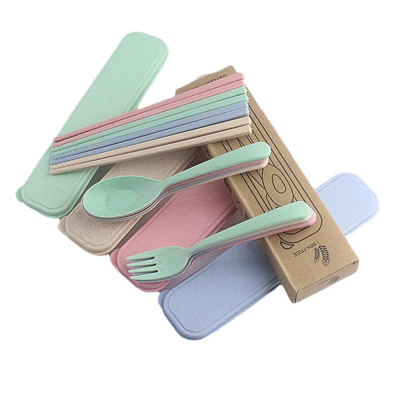 3 Pcs Portable Wheat Straw Utensil Set3