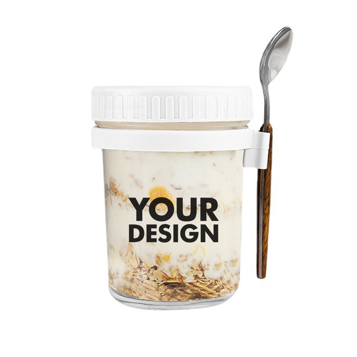 12 oz. Overnight Oatmeal Jar With Lid And Spoon1