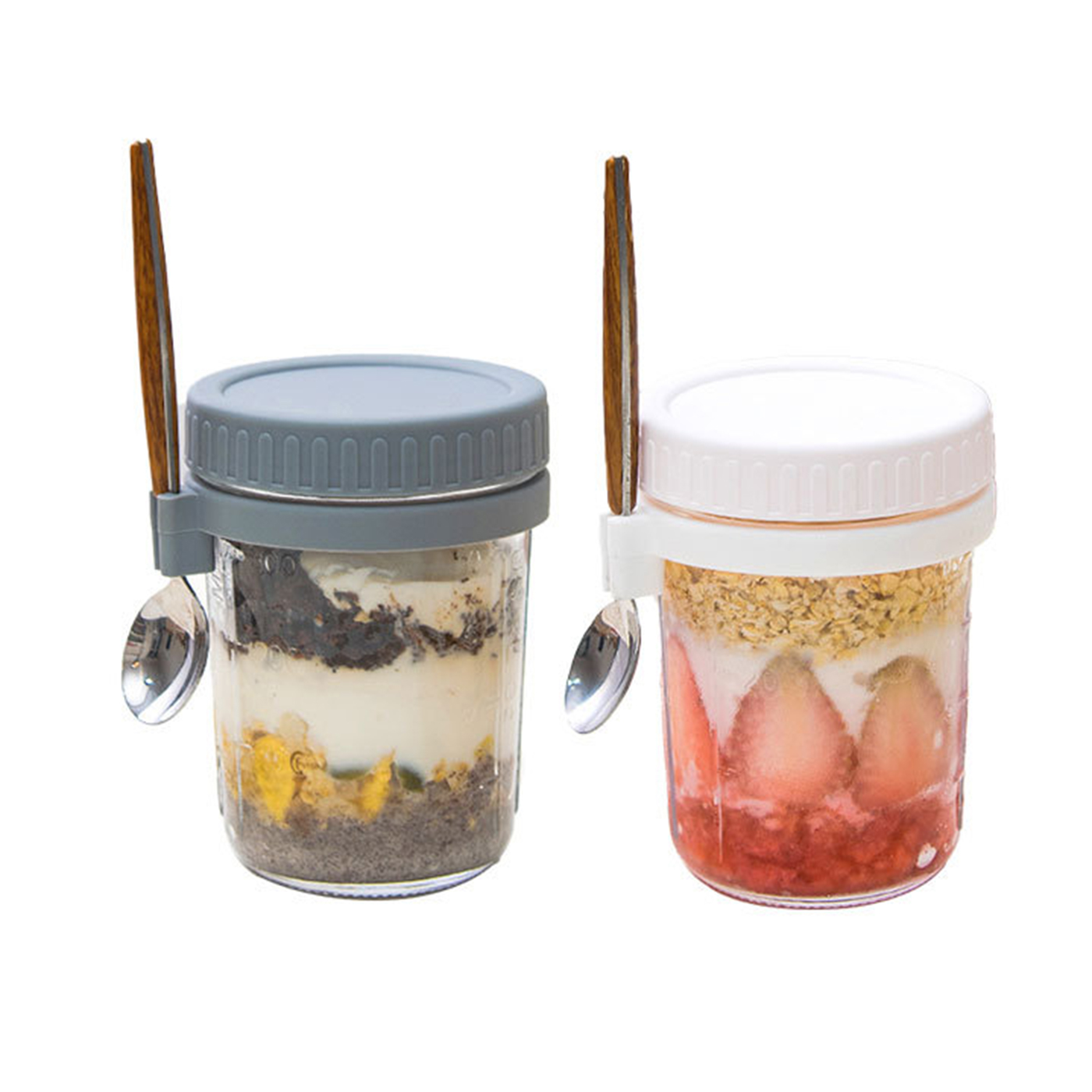 12 oz. Overnight Oatmeal Jar With Lid And Spoon2