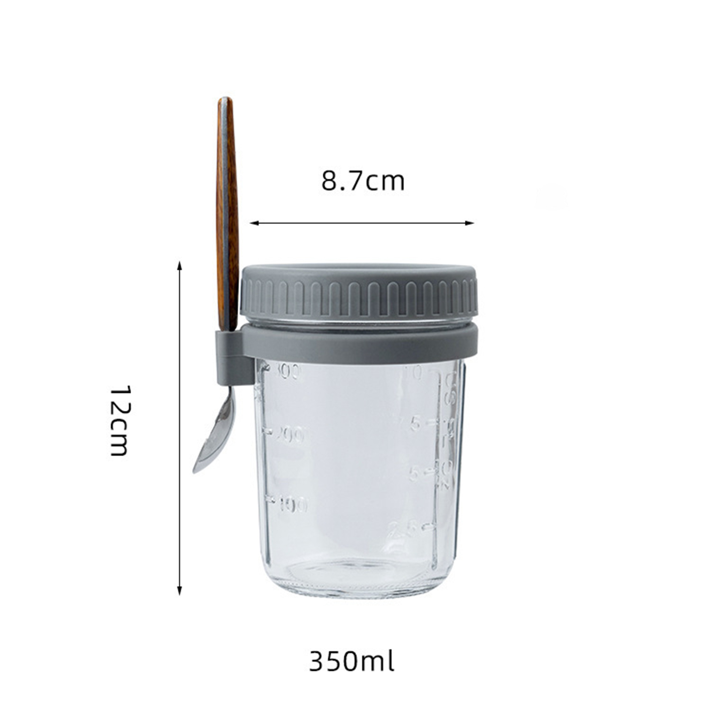 12 oz. Overnight Oatmeal Jar With Lid And Spoon3