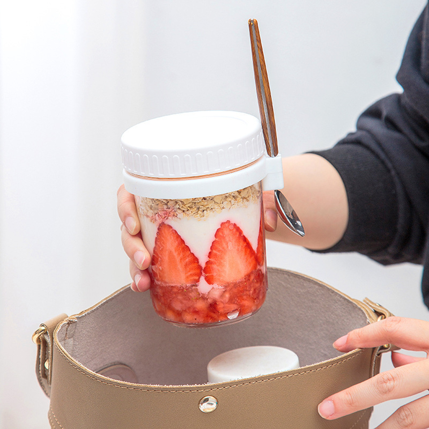 12 oz. Overnight Oatmeal Jar With Lid And Spoon4