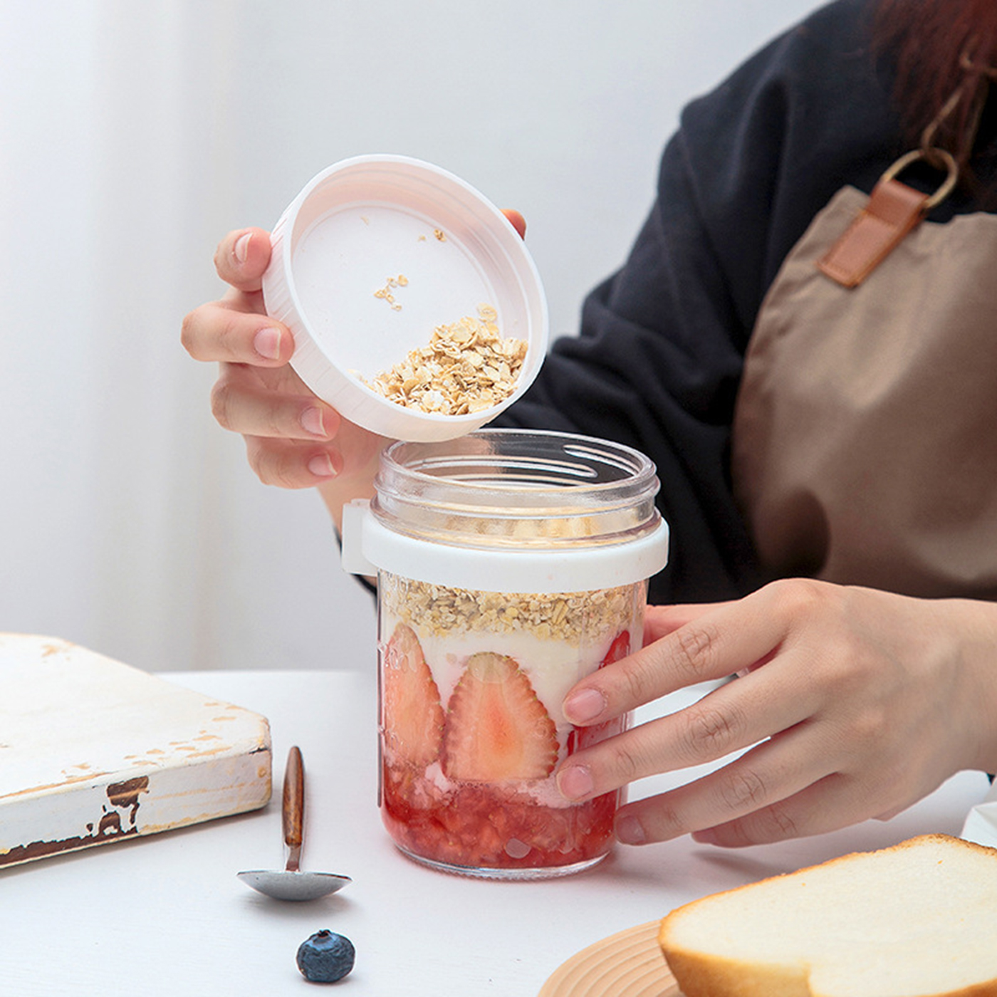 20 oz. Overnight Oats Jar With Lid And Spoon2