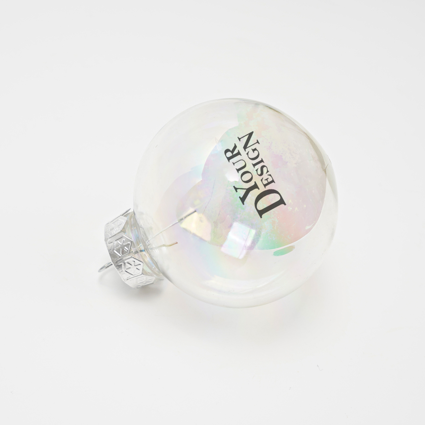 7cm Clear Iridescent Plastic Ball Ornament1