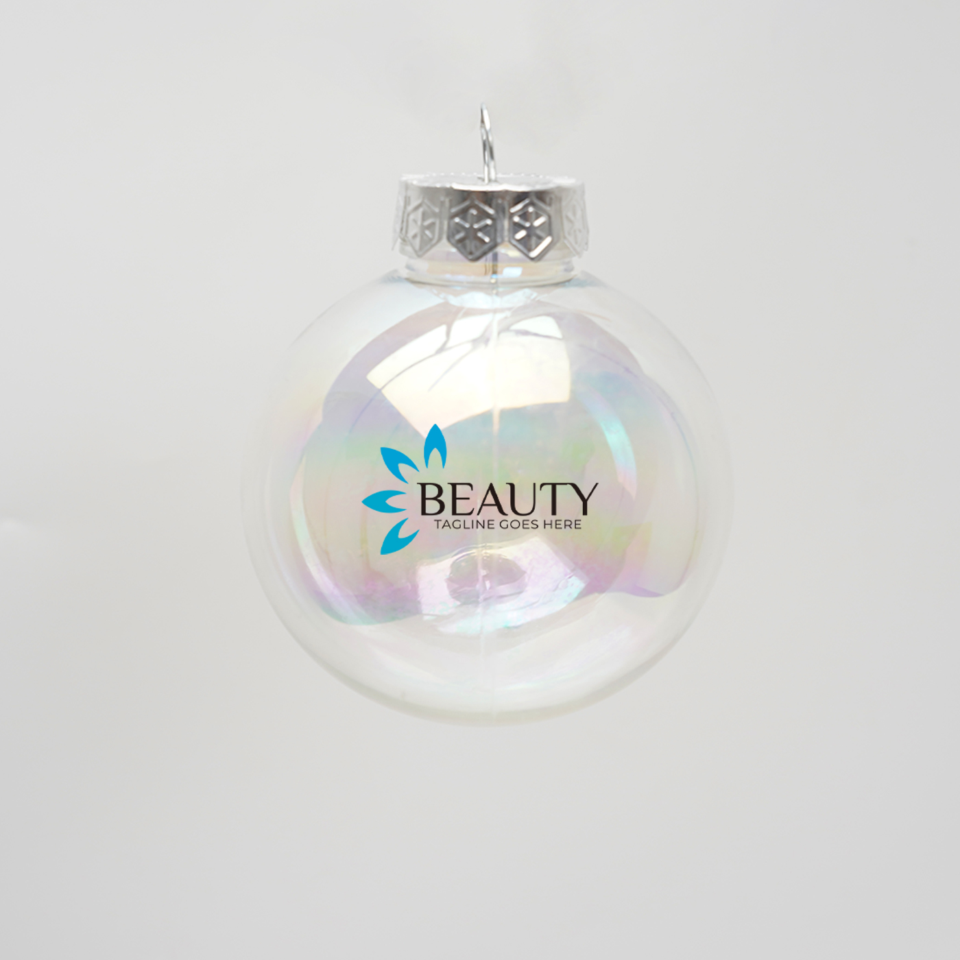 7cm Clear Iridescent Plastic Ball Ornament