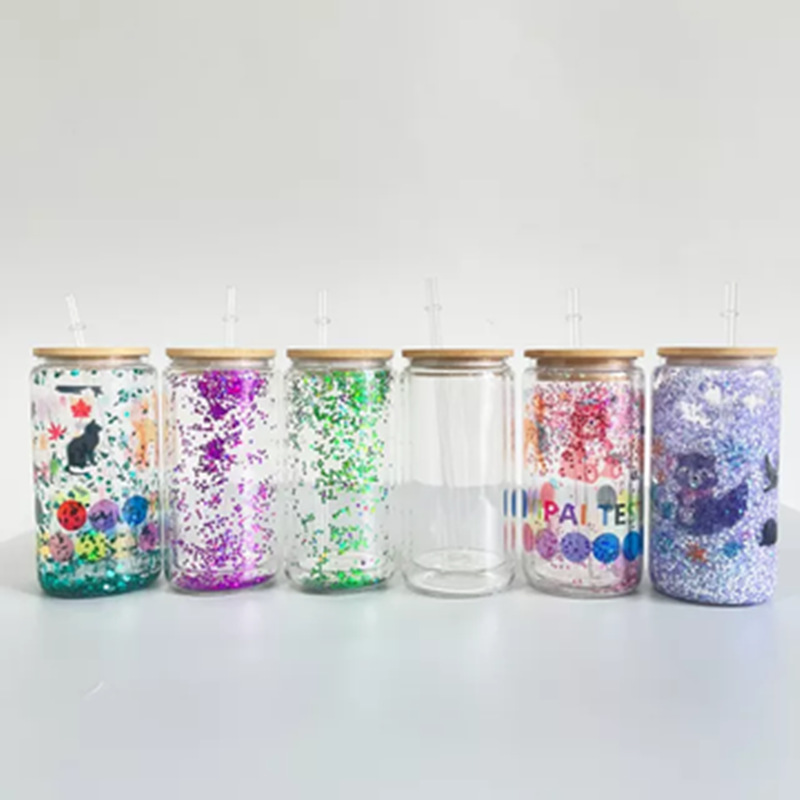 12 oz. Double Wall Can Glass With Bamboo Lid & Straw3