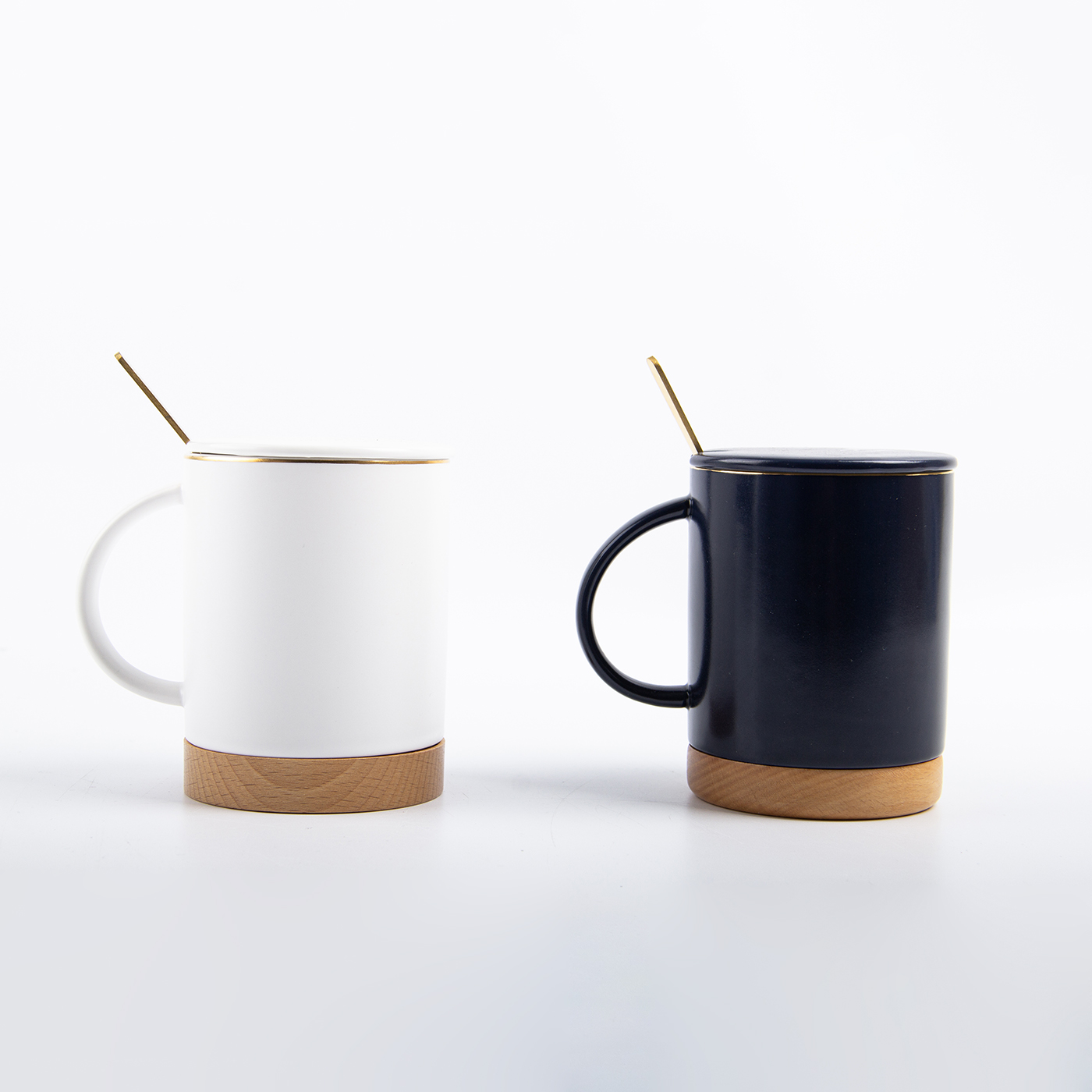 11 oz. Wood Bottom Ceramic Mug With Spoon And Lid3