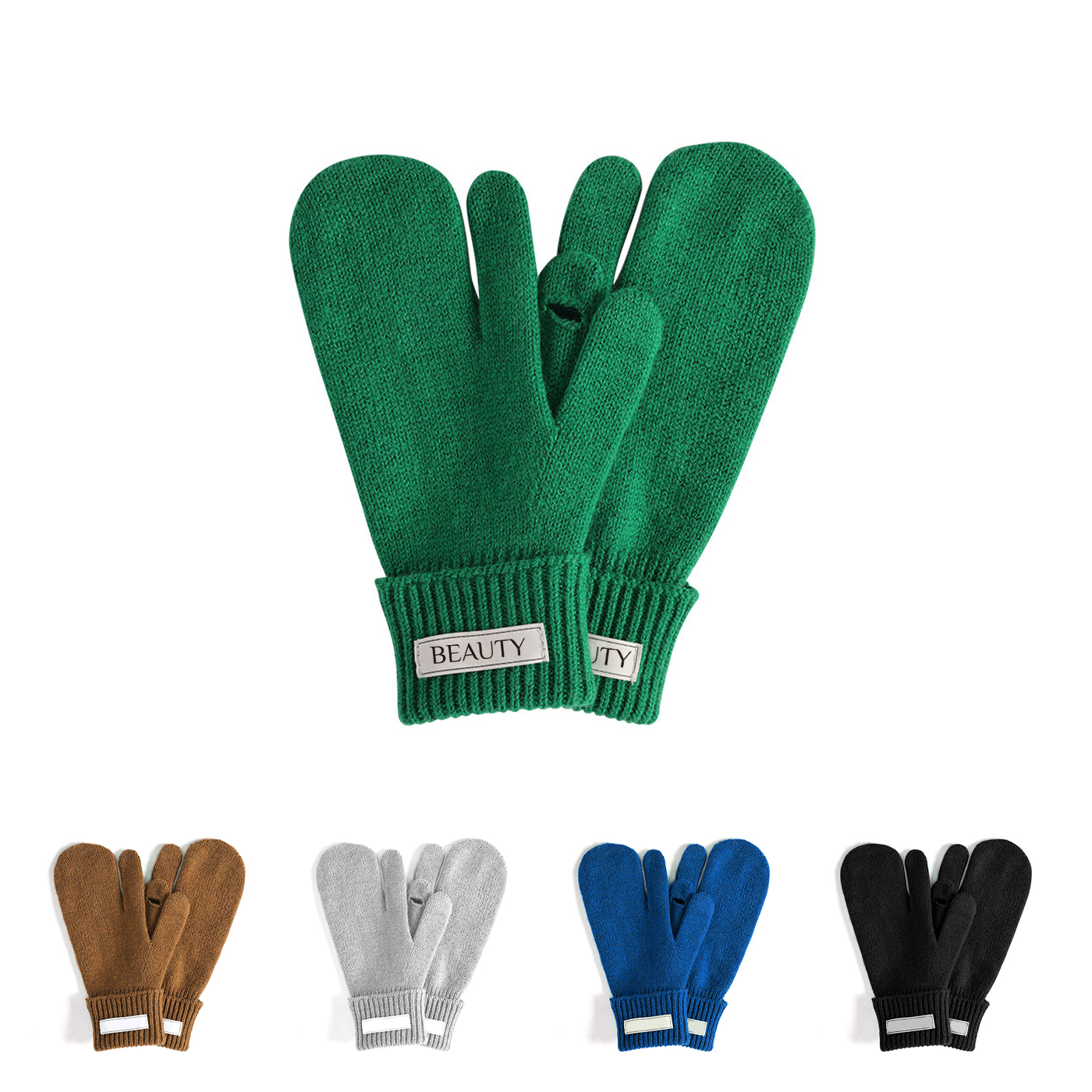 Wool Knitted Three Finger Gloves