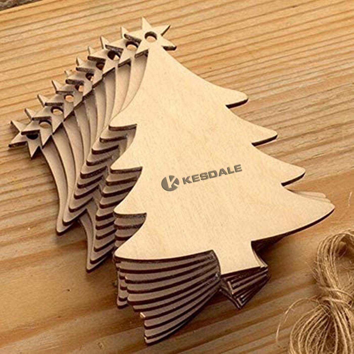 Wooden Christmas Tree Hanging Ornament