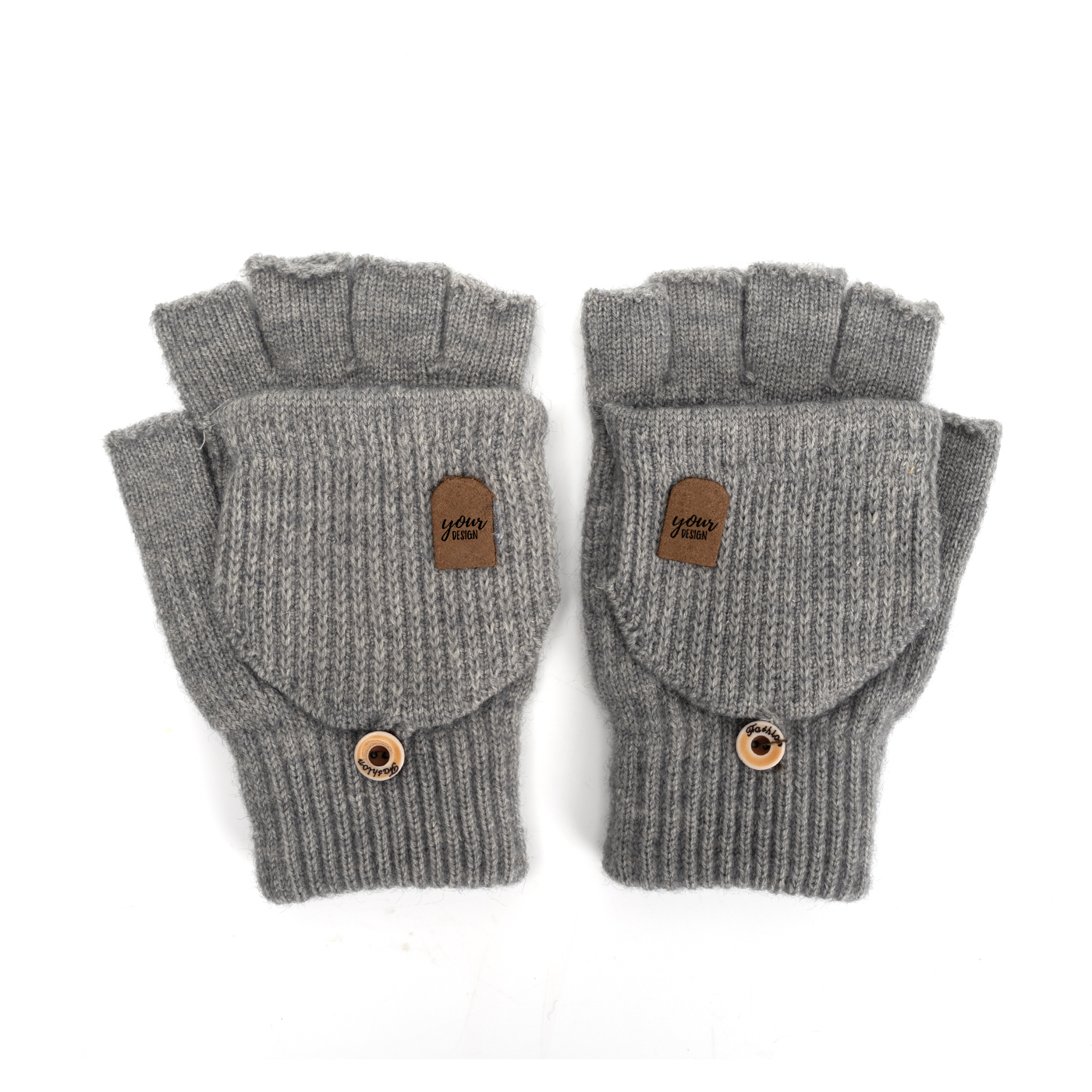Knitted Half Finger Flip Gloves1