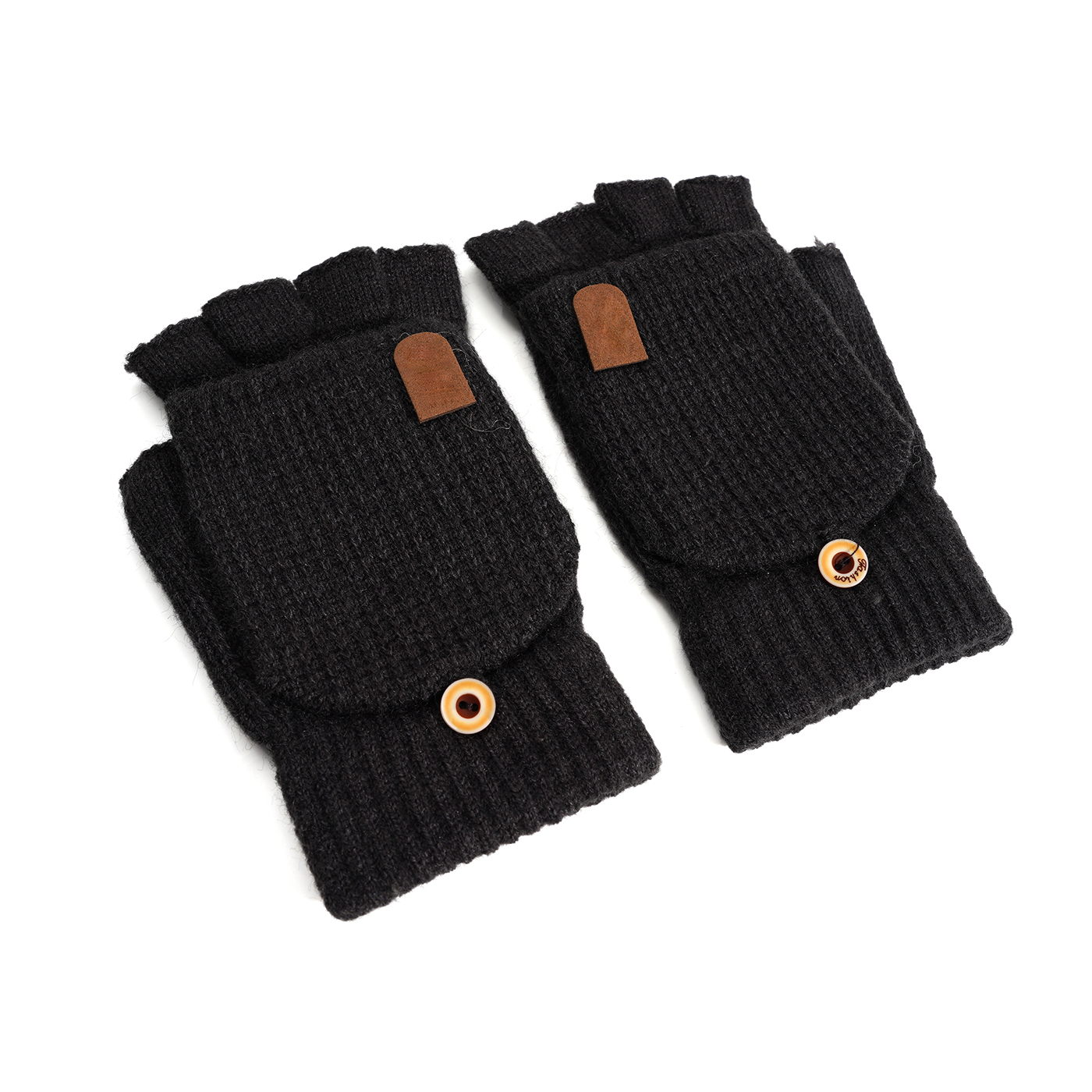 Knitted Half Finger Flip Gloves2