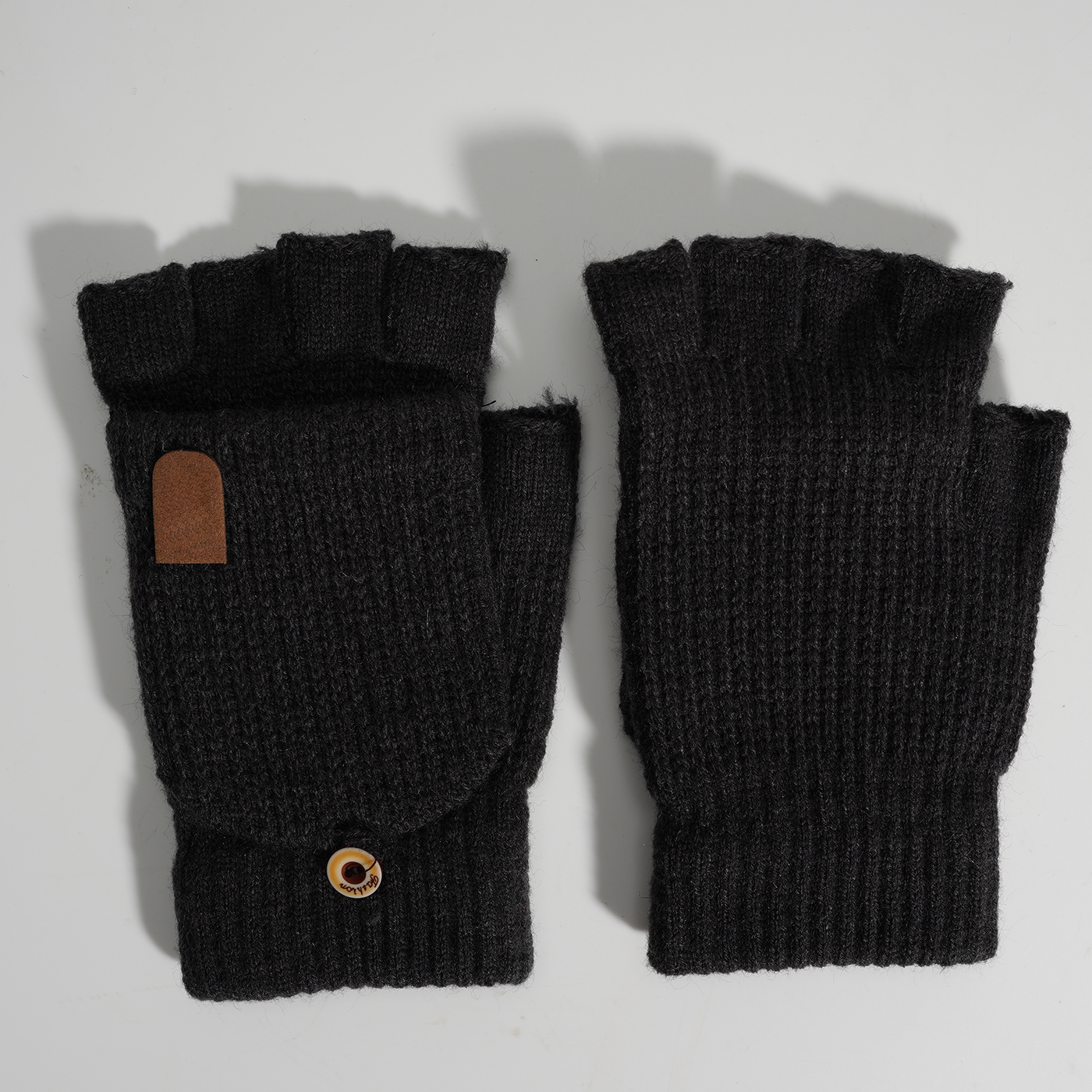 Knitted Half Finger Flip Gloves3