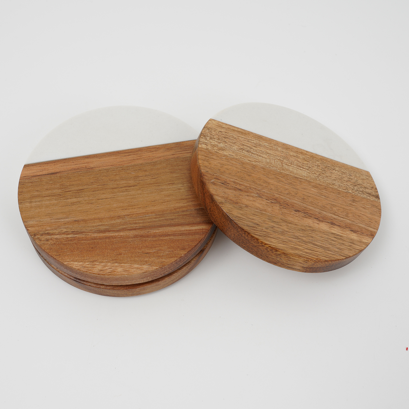 Round Wood And Marble Coaster2