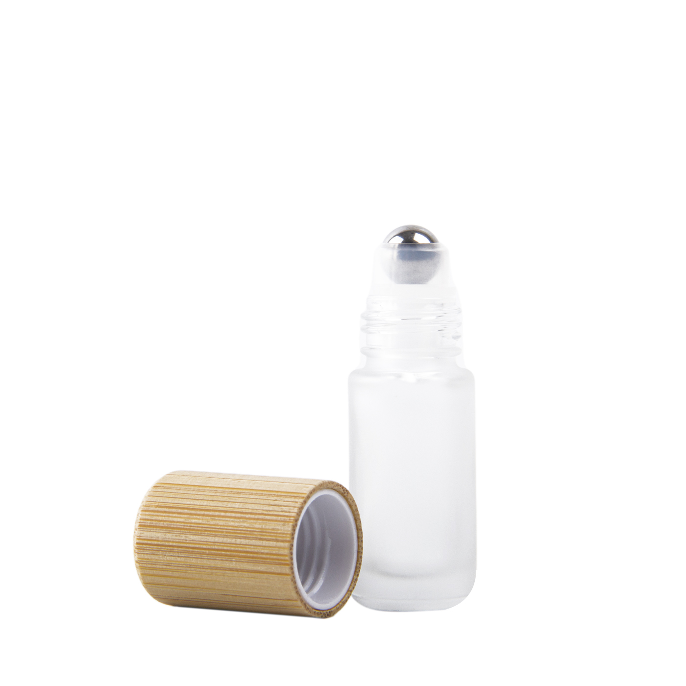 Glass Roll On Bottle With Bamboo lid1