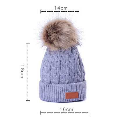 Kids Cable Knit Pompom Beanie2