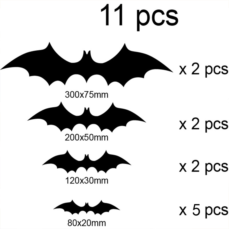 11Pcs 3D Bat Halloween Decoration Decals2