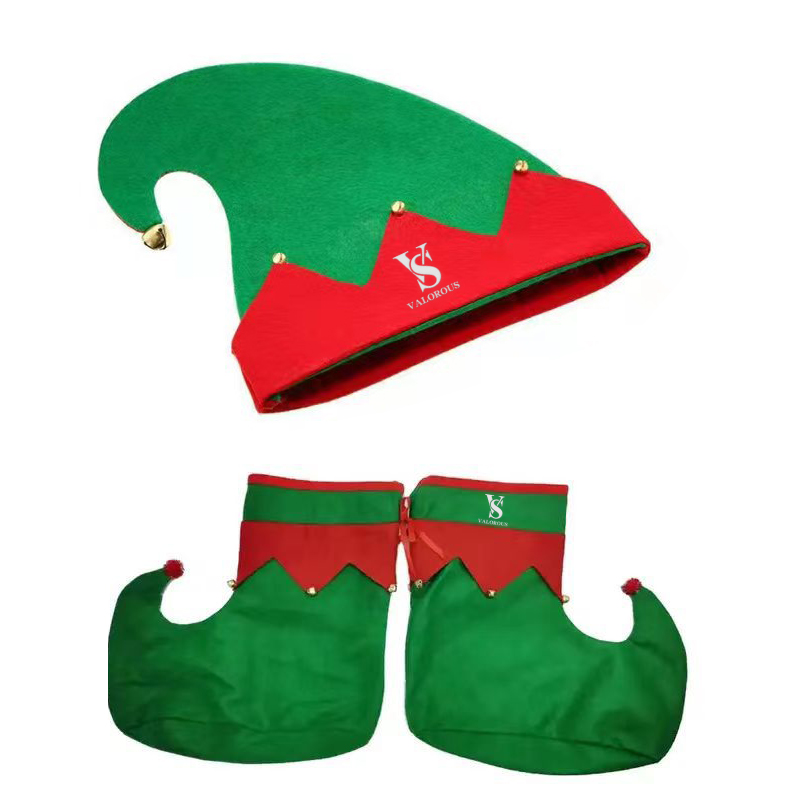 Felt Children's Christmas Elf Shoe And Hat Set