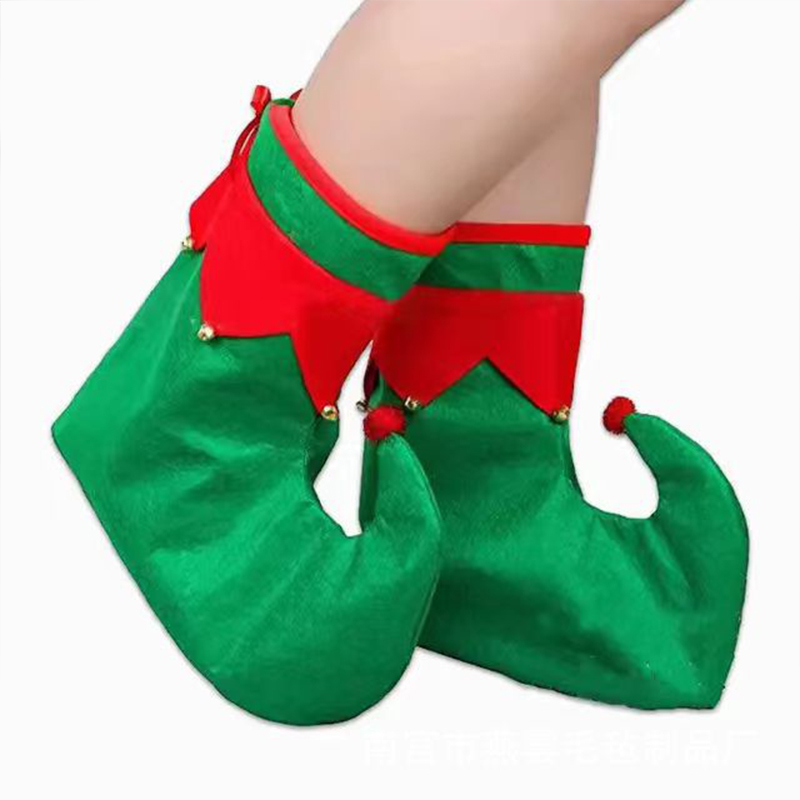 Felt Children's Christmas Elf Shoe And Hat Set3