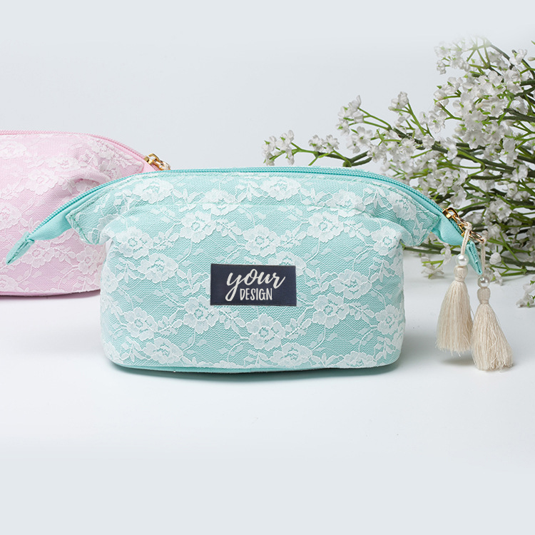 Lace Cosmetic Bag With Tassel Zipper1