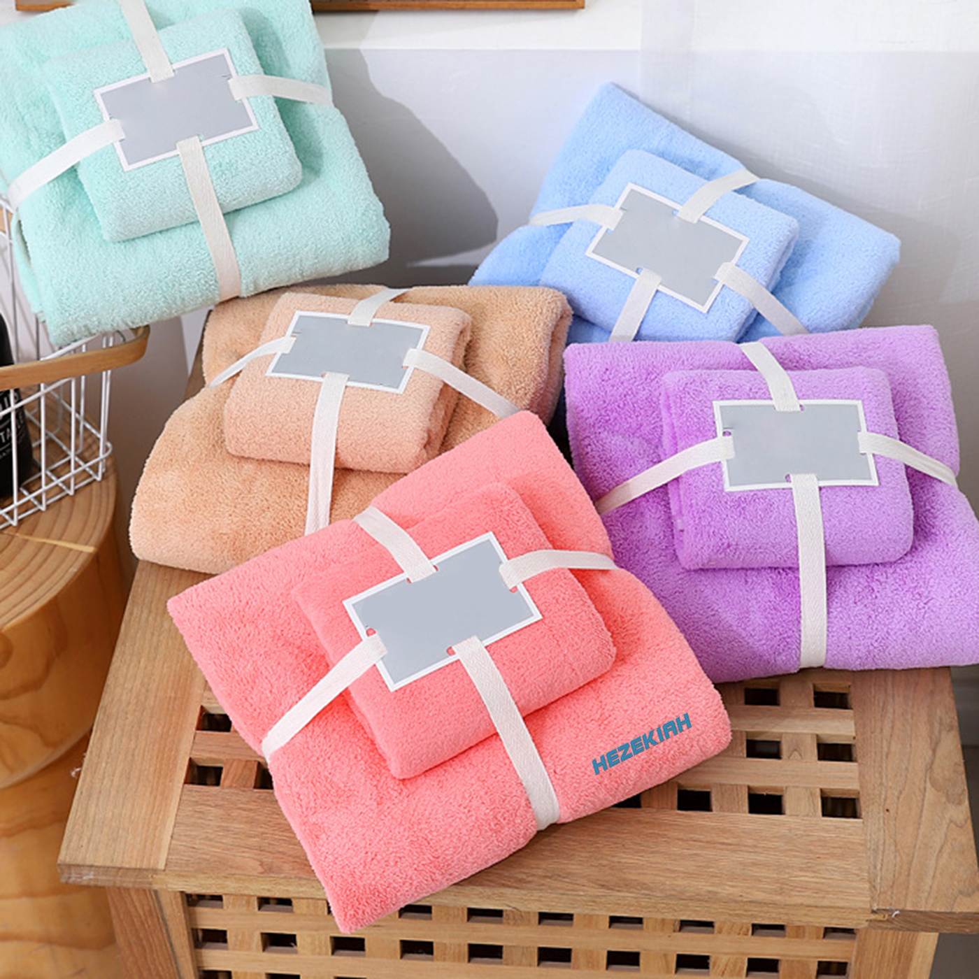 2Pcs Coral Fleece Bathroom Towel Set