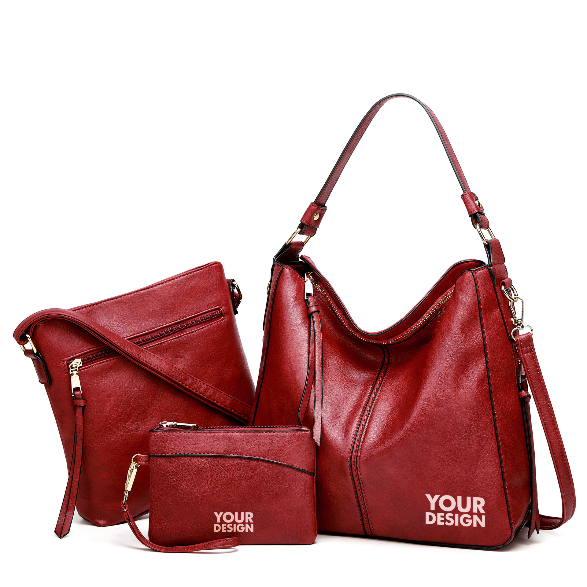 3 Piece PU Leather Tote Bag Set1