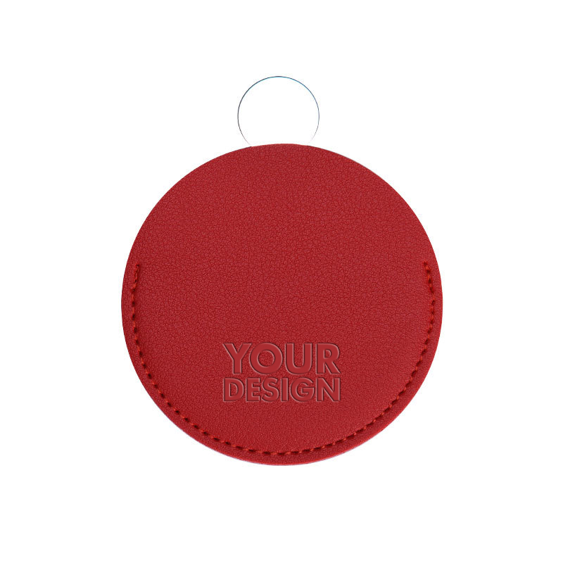 Pocket Round Cosmetic Mirror With PU Leather1