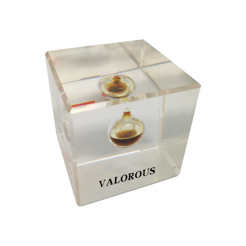 Resin Cube Oil Drop Paperweight