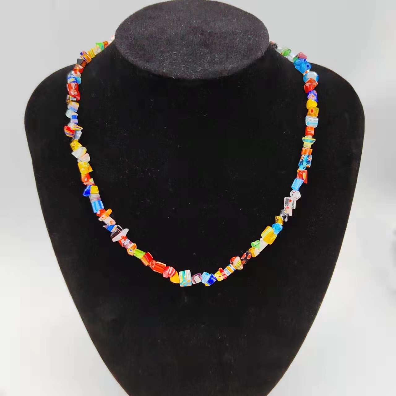 Colored Glass Stone Necklace2