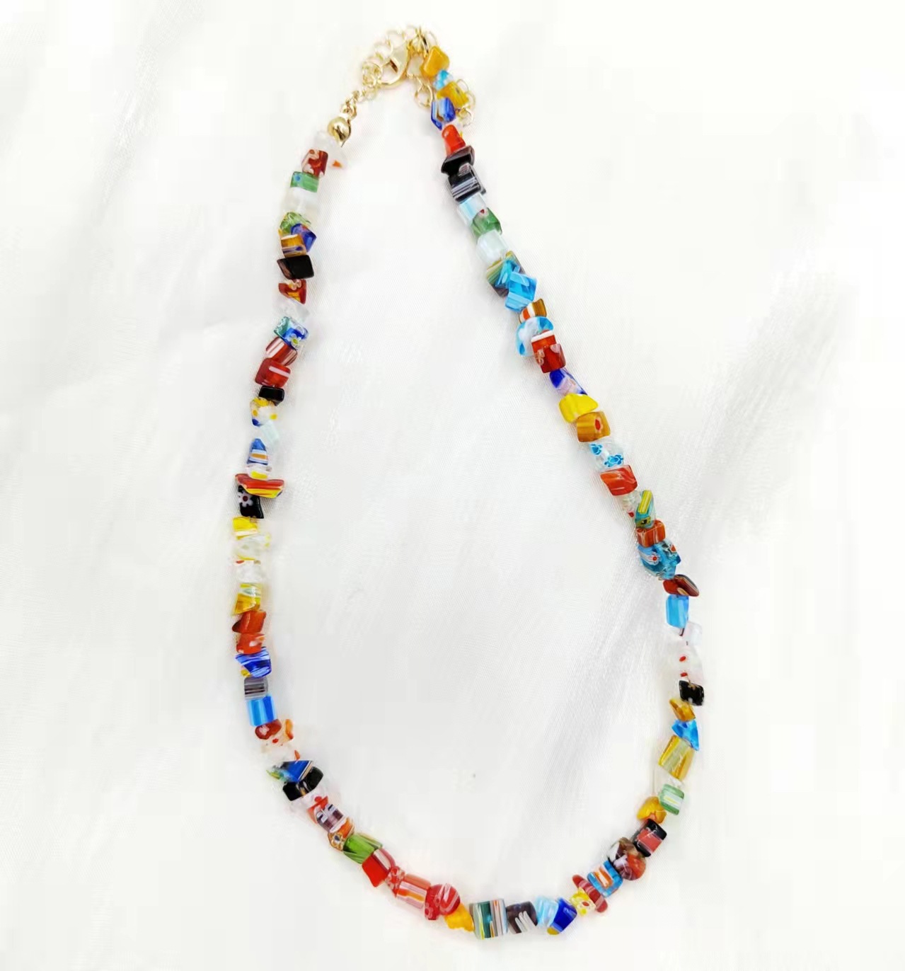 Colored Glass Stone Necklace4