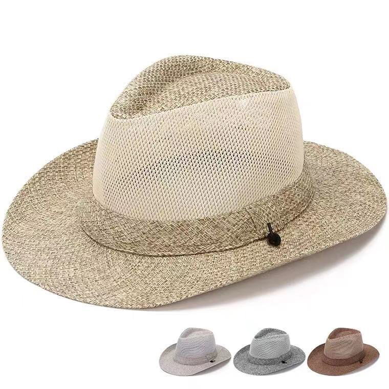 Mesh Straw Hat With Strap